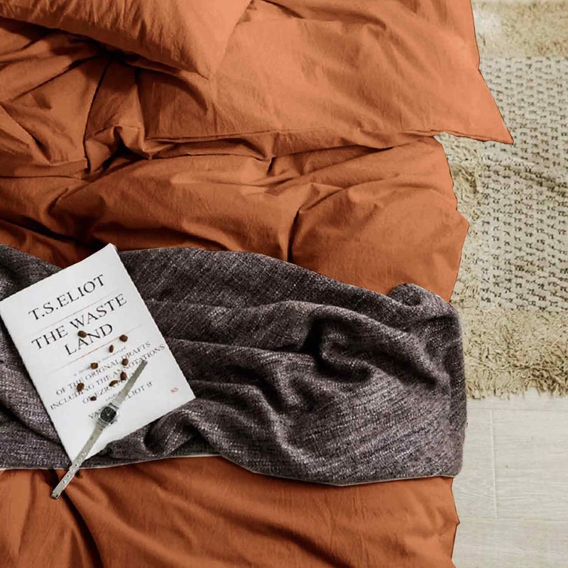 ETDIFFE King Size Burnt Orange Comforter Set  3pc Terracota Aesthetic Modern Bedding Set - Soft & Lightweight Caramel Rust All Season Microfiber Down Alternative Bed Comforter with 2 Pillow Shams - Image 4